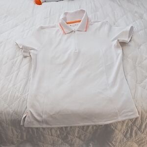 Athleta White Top with Orange Trim Athletic